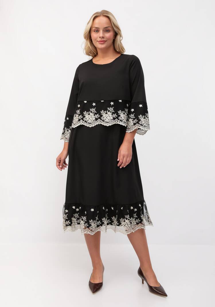 Платье с отделкой кружевом шир.  750, рис. 25