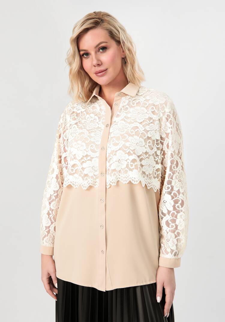 Блуза с ажурным кружевом на груди шир.  750, рис. 4