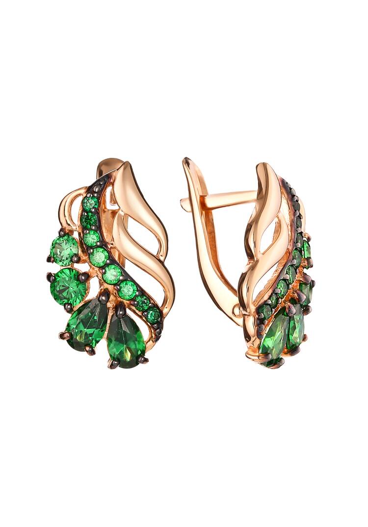 Серьги серебряные Волшебное перо шир.  750, рис. 1