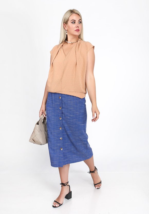 Блуза с коротким рукавом свободного силуэта шир.  580, рис. 1