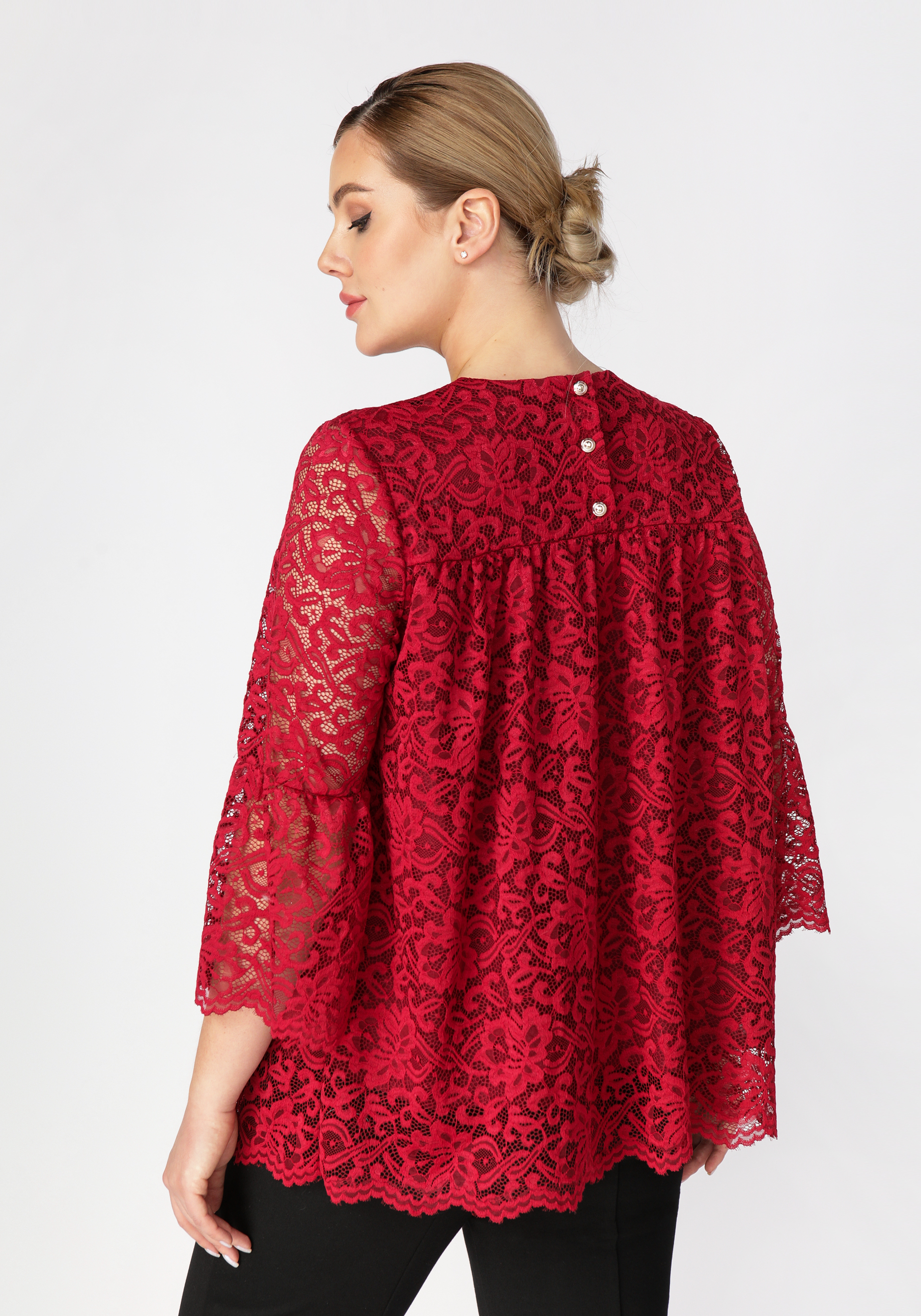 Блуза с ажурным кружевом Mio Imperatrice, цвет бордовый, размер 56 - фото 5