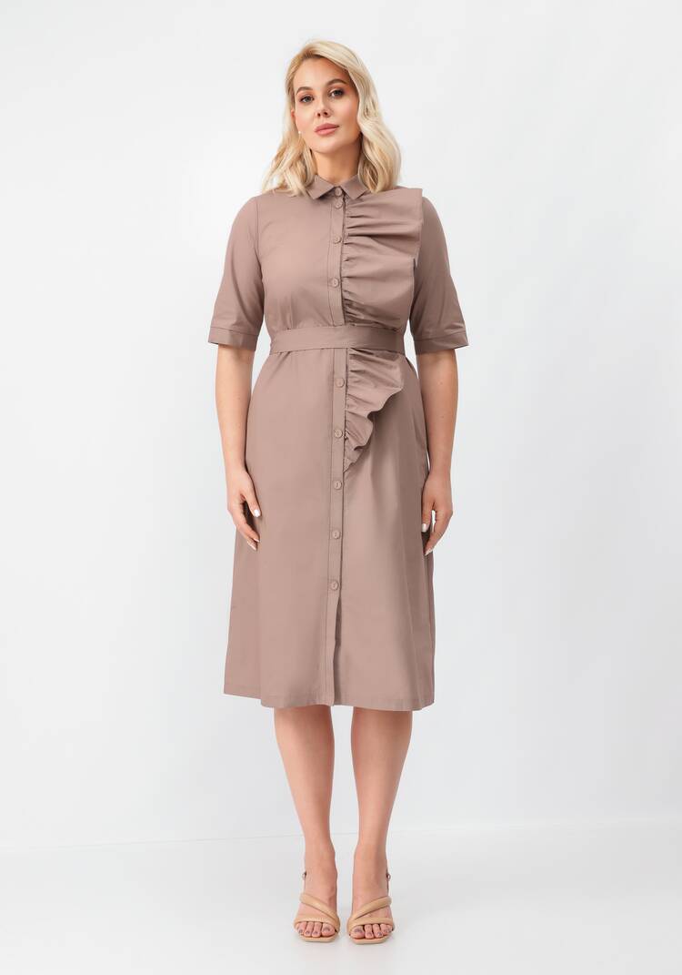 Платье на пуговицах с декоративной сборкой шир.  750, рис. 4