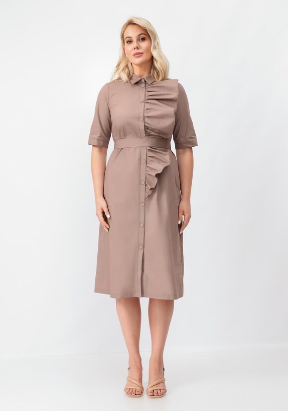 Платье на пуговицах с декоративной сборкой шир.  580, рис. 4