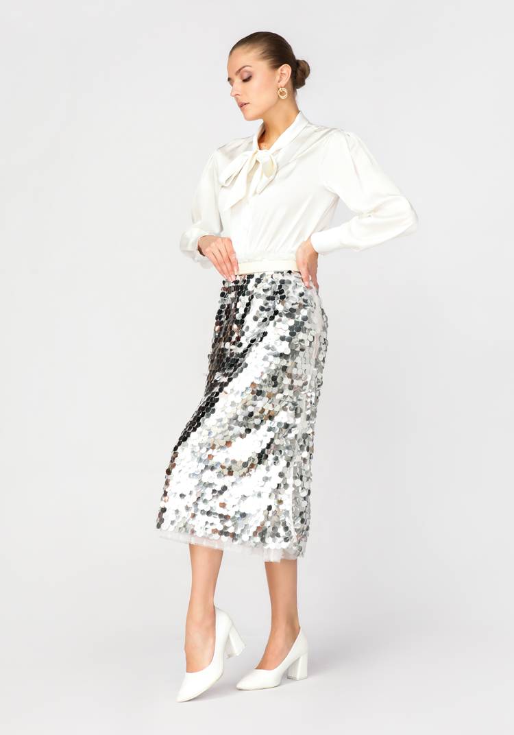 Блуза с декоративным бантом прямого силуэта шир.  750, рис. 9