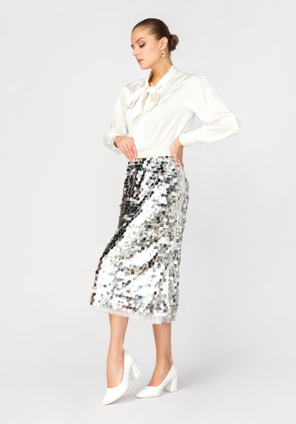 Блуза с декоративным бантом прямого силуэта шир.  580, рис. 9