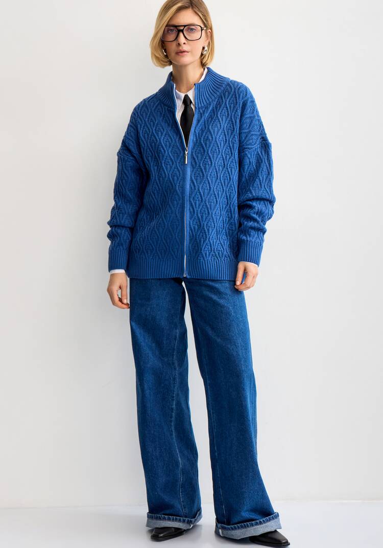 Кардиган на молнии с вязкой в виде ромбов шир.  750, рис. 12