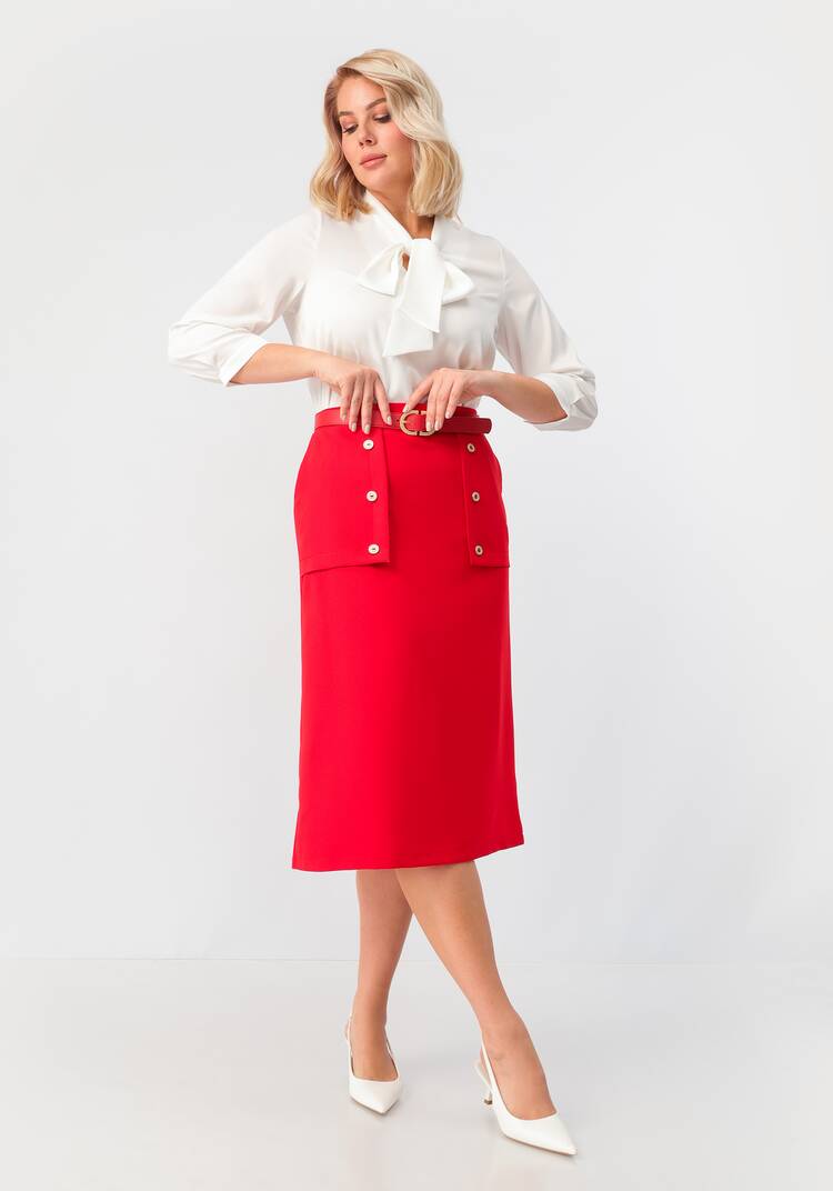 Юбка прямая на эластичном поясе с пуговицами шир.  750, рис. 9