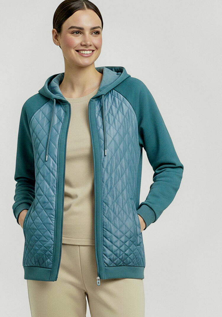 Бомбер с капюшоном из комбинированной ткани шир.  750, рис. 10