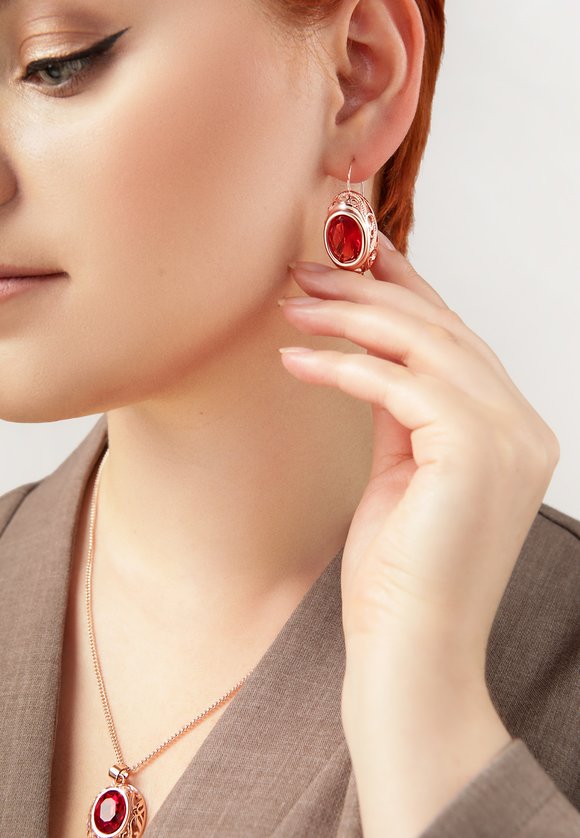 Комплект сережек Рубиновая страсть шир.  580, рис. 8
