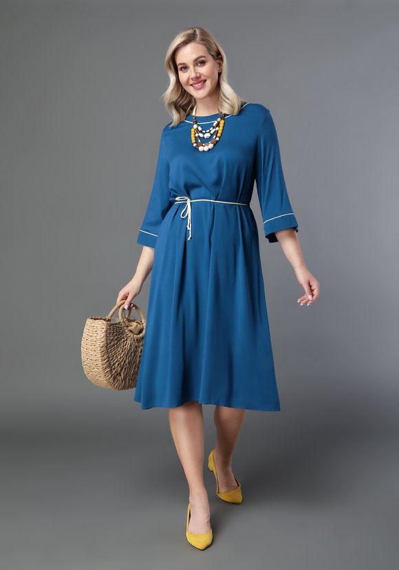 Платье миди с кантом шир.  580, рис. 7