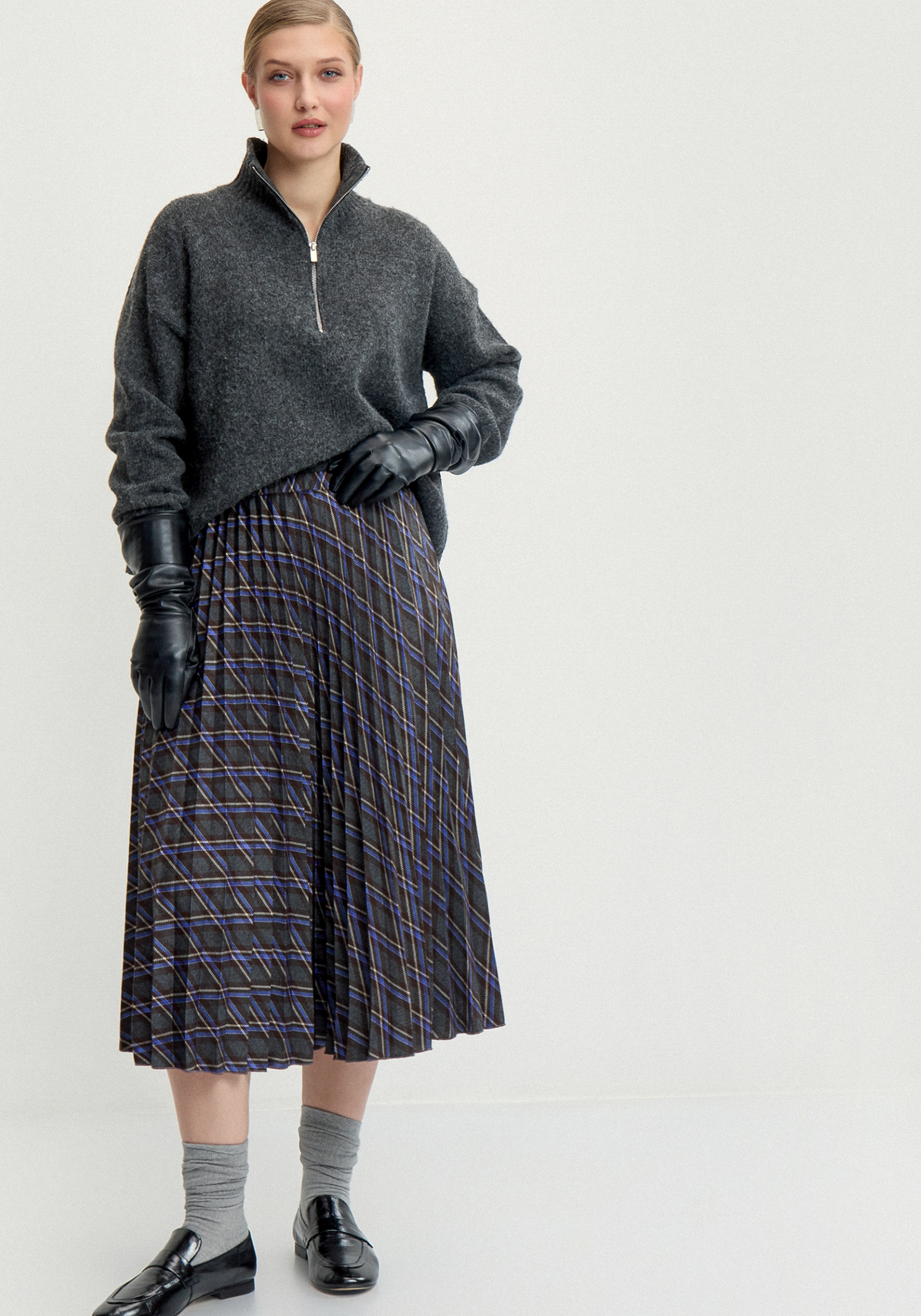 

Юбка в клетку плиссированная, Синий