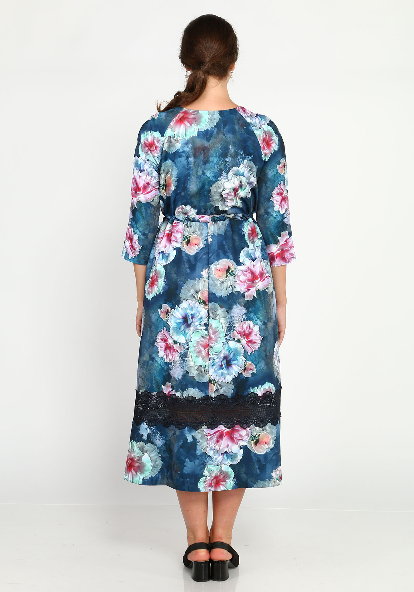 Платье с кружевом по низу Bianka Modeno, размер 48, цвет темно-синий - фото 3
