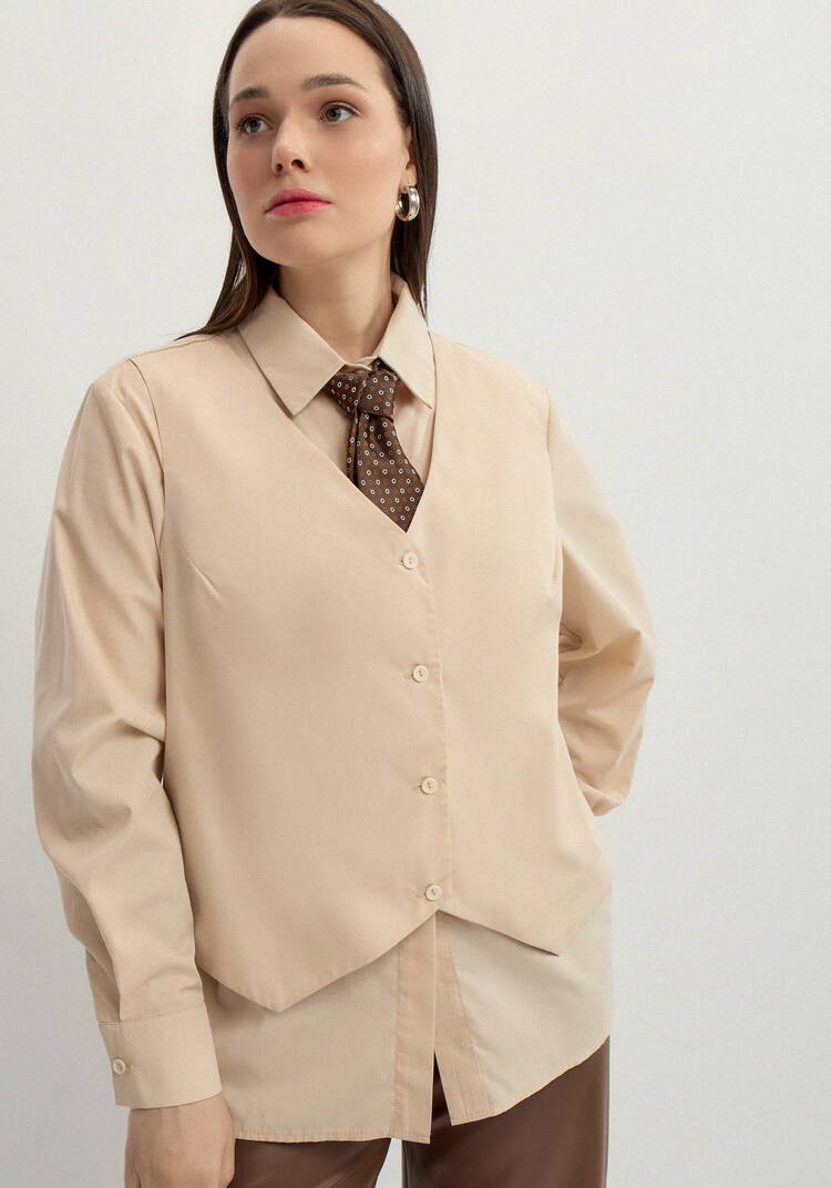 Блуза с имитацией жилетки свободного кроя шир.  750, рис. 9