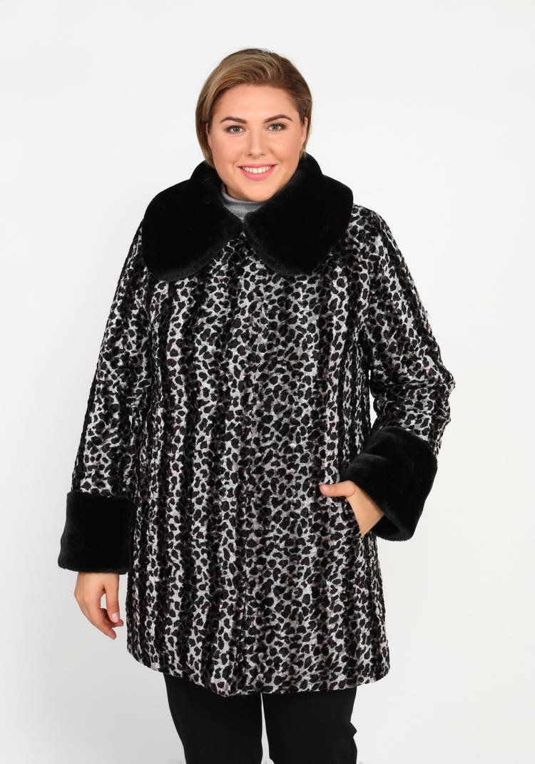 Шуба с контрастными манжетами и воротником шир.  750, рис. 6