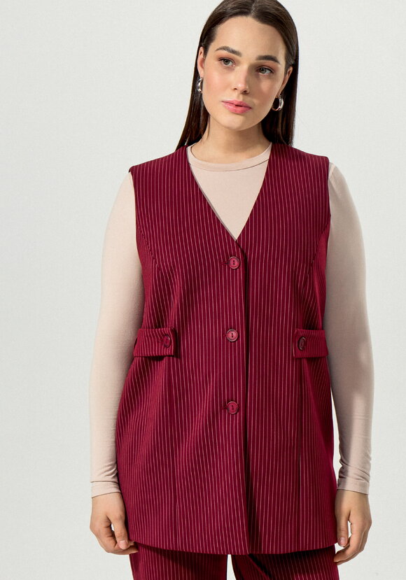 Жилет в полоску на пуговицах шир.  580, рис. 9