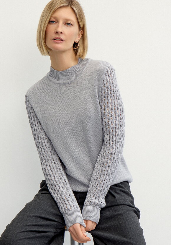 Джемпер с ажурными рукавами объемной вязки шир.  580, рис. 6