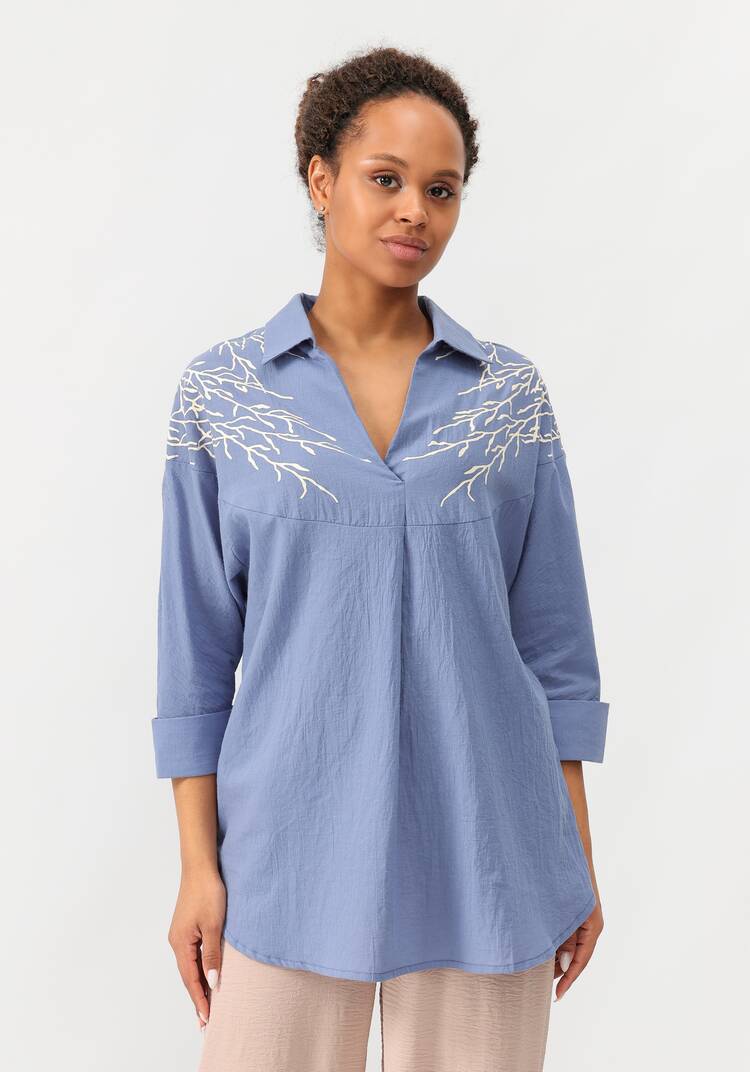 Блуза с принтом по плечам шир.  750, рис. 35