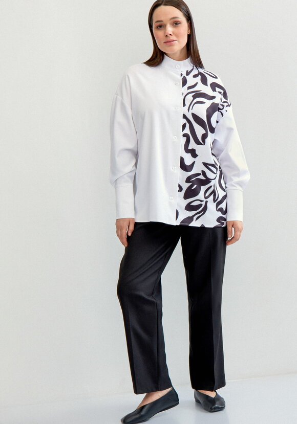 Блуза комбинированная с воротником-стойкой шир.  580, рис. 7