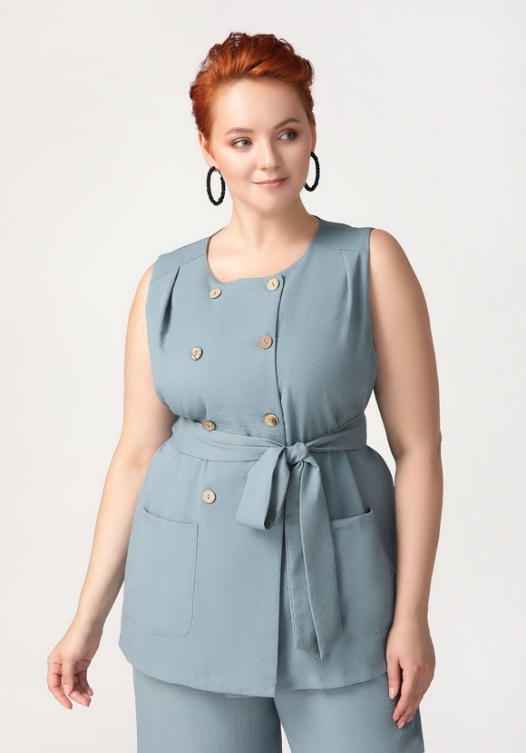 Жилет двубортный под пояс шир.  580, рис. 1