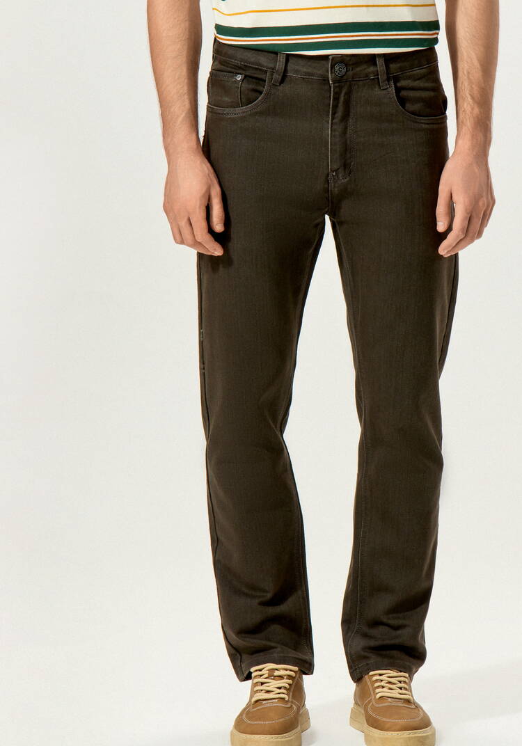 Брюки прямые из джинсовой ткани с карманами шир.  750, рис. 4