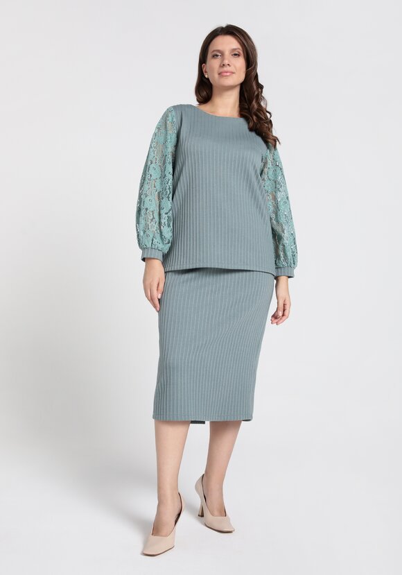 Блуза с кружевными  рукавами шир.  580, рис. 6