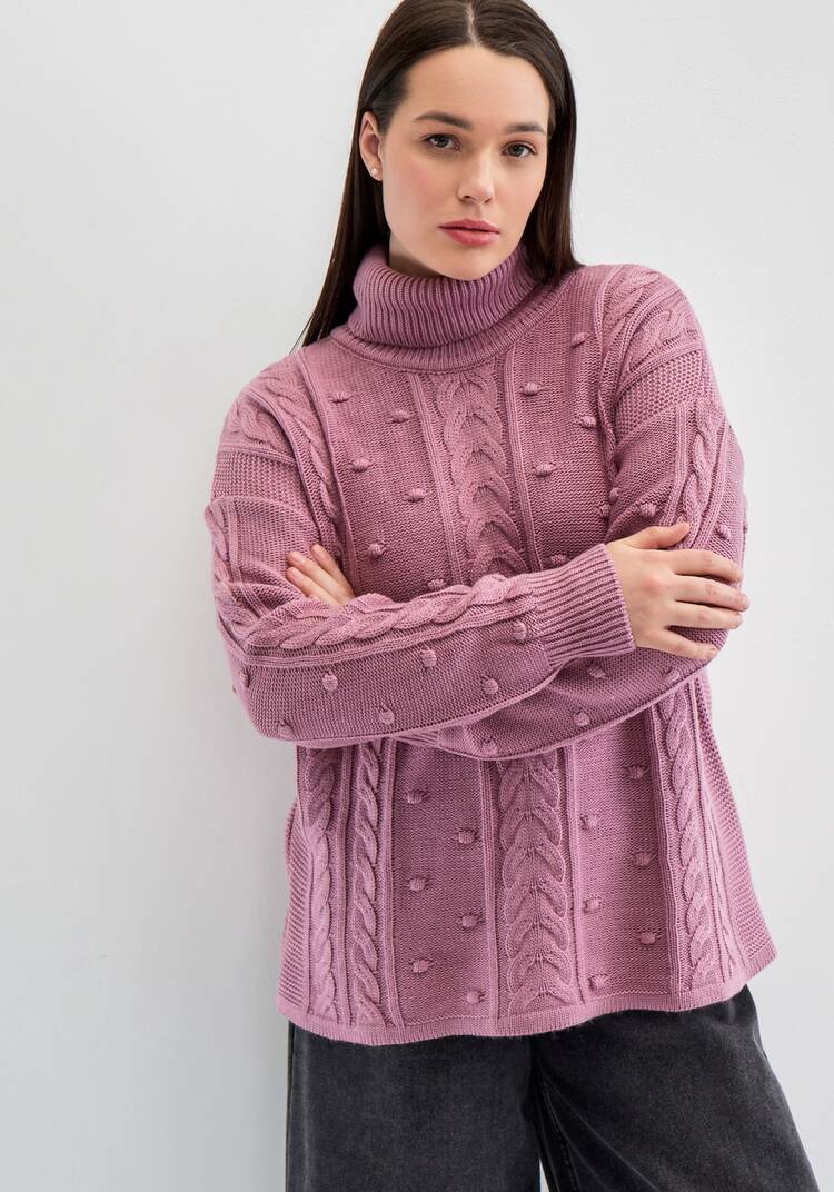 Джемпер с высокой горловиной и косами шир.  750, рис. 3